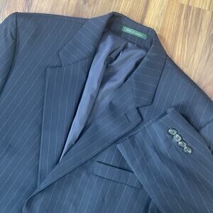 Lauren Ralph Lauren Men’s 44 L Black Pinstripe Wool Blazer Jacket Sports Coat